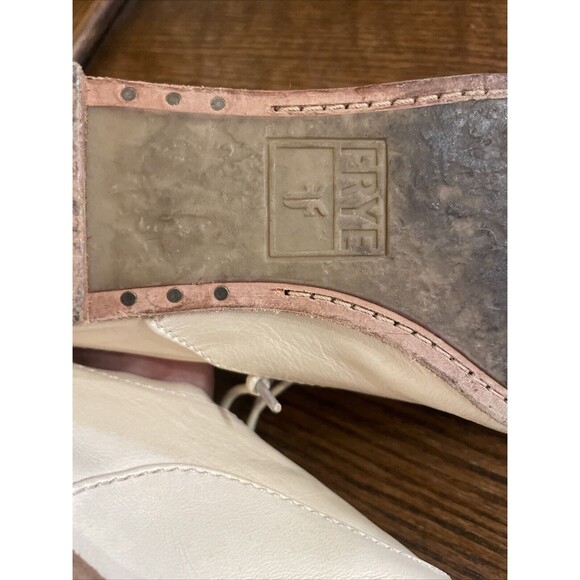 FRYE Pointed Toe Ivory Cream Leather Cap Toe Oxford Shoe Size 7 M - Picture 10 of 12